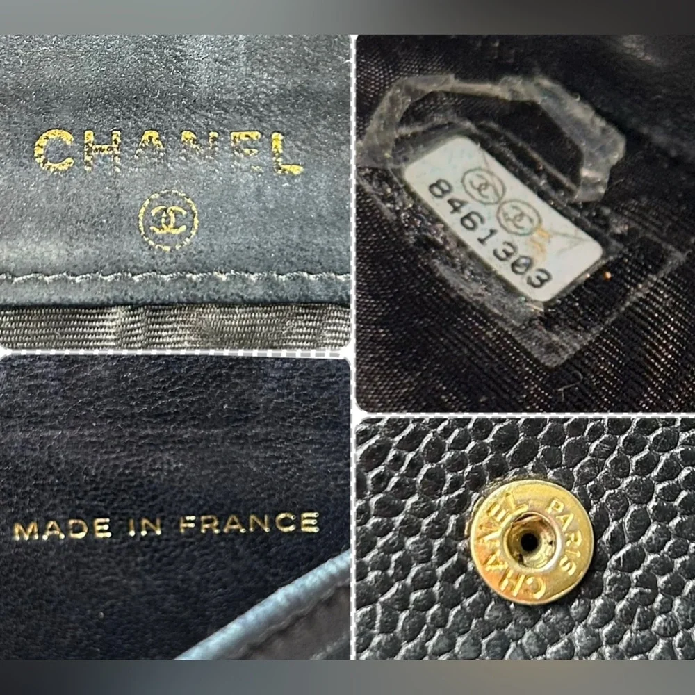 Chanel Caviar Leather Timeless CC Flap Compact Wallet